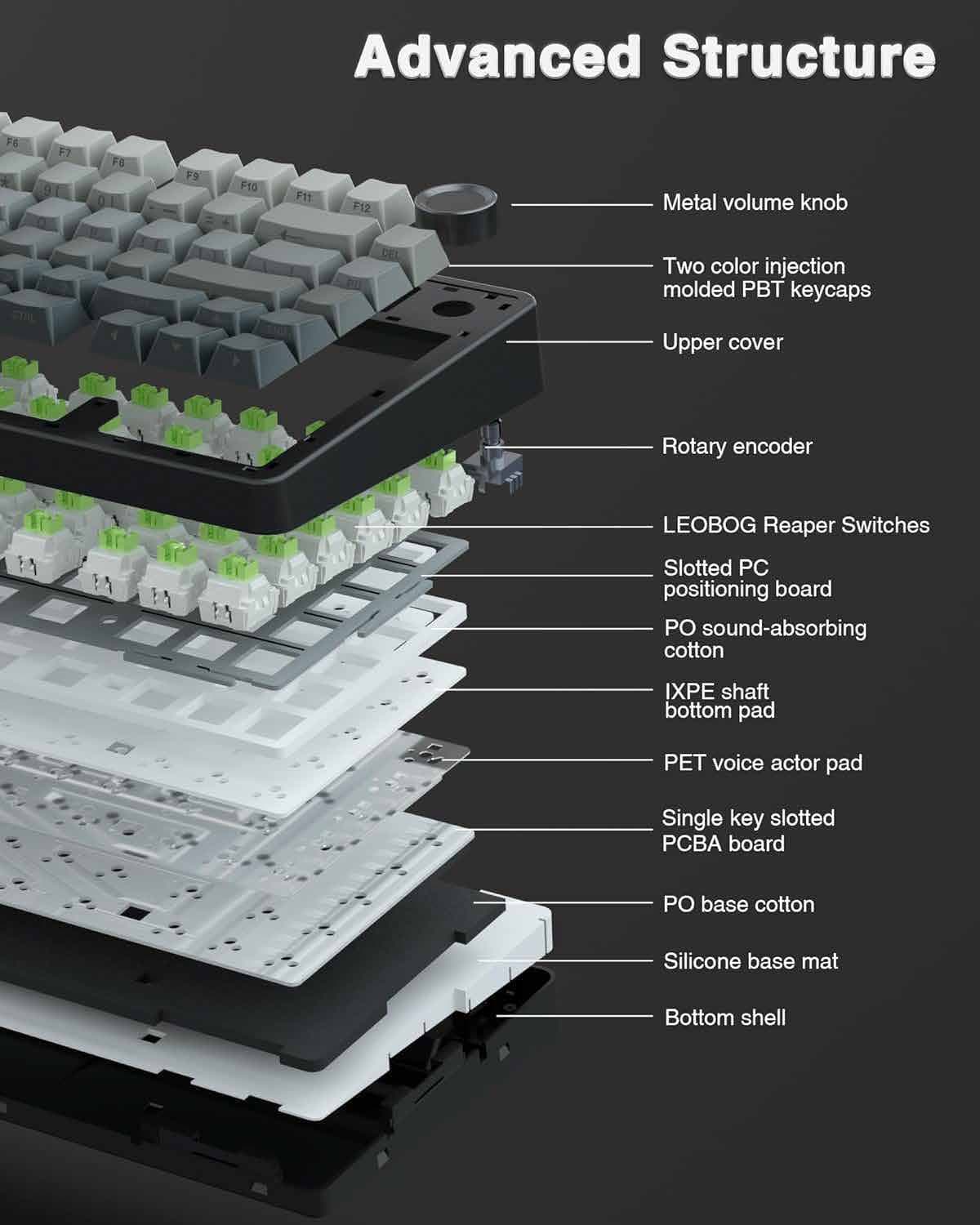 Estructura interna de un teclado: capas, switches y montaje gasket